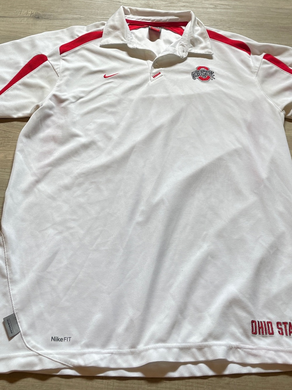 Vintage Men’s Nike Drifit Ohio State Sideline White S/S Polo L